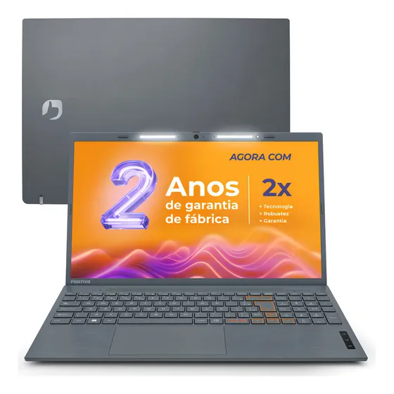 Notebook Positivo Vision C15 Lumina Bar Celeron, 8GB 128GB eMMC, Tela 15.6" HD Antirreflexo, Windows 11, Tecla Link, Cinza