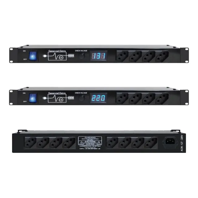 Regua Ac Profissional Padrão Rack 12 Tomadas 10a Led Verde