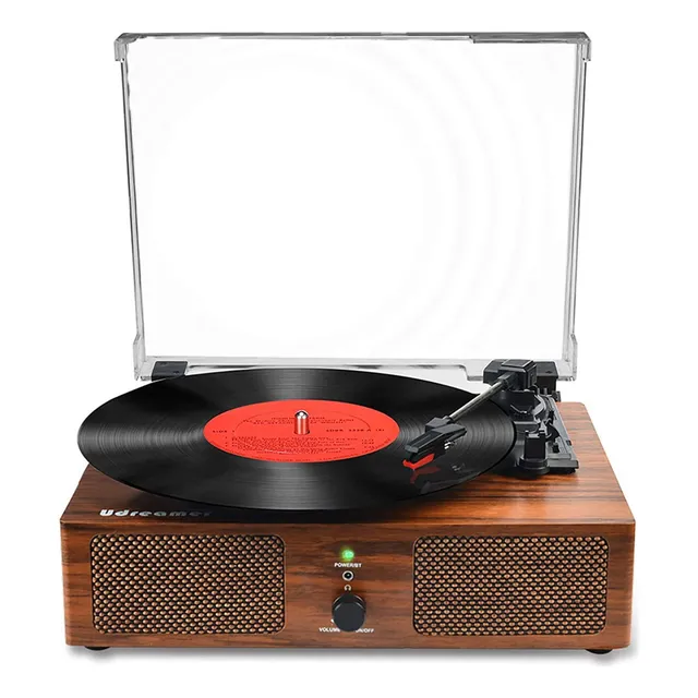 Tornamesa Bluetooth Con Altavoces Vintage Usb, 3 Vel Color Brown