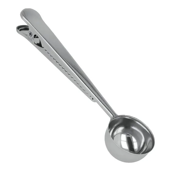 Cuchara Medidora Acero Inoxidable Con Pinza Silver
