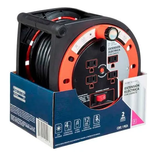 Extensión Electrica Con Carrete 12mts Marca Iusa