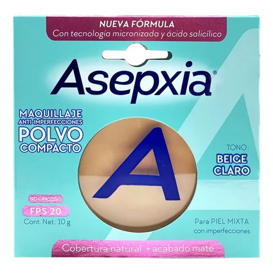 Asepxia Maquillaje En Polvo Compacto. Tono Beige, 10g.