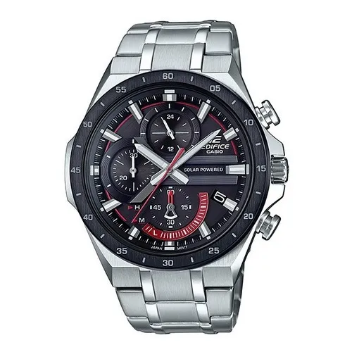 Reloj Casio Edifice Eqs-920db Solar Color De La Malla Plateado Color Del Fondo 1a