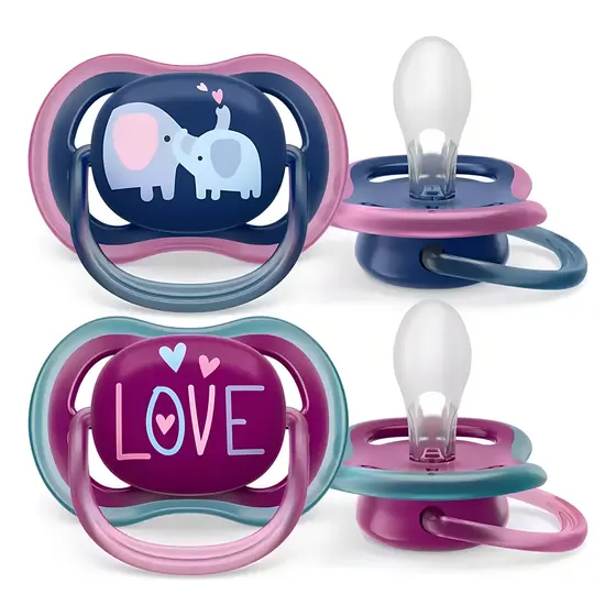 Chupón Philips Avent Ultra Air Elefante Scf349/22 2pzs 18m+ Color Rosa/morado Período De Edad +18 Meses