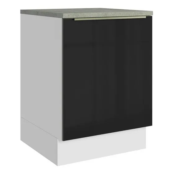 Gabinete Bajo Cocina Madesa Lux 60cm Con Encimera Color Blanco/Negro