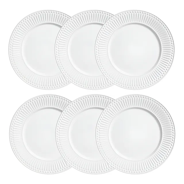 Conjunto Com 6 Pratos Rasos Roma Ravenna Branco Porto Brasil
