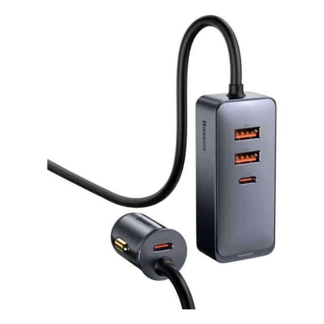 Cargador Auto Baseus Usb C Extension iPhone Android 120w