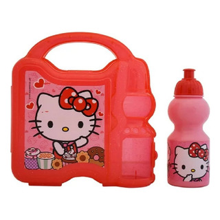 Lonchera Con Botella De Plástico Lunch Box Hello Kitty Lonchera Con Botella De Plástico Lunch Box Hello Kitty