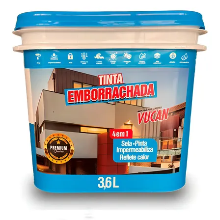 Tinta Emborrachada Aquosa Vucan Branco Impermeabilizante 3.6L