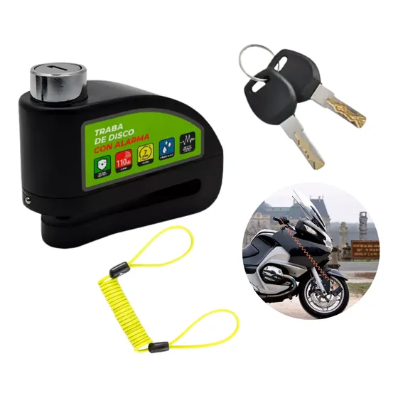 Traba Disco Alarma 110db Moto Bici Cable Recordatorio R Agua