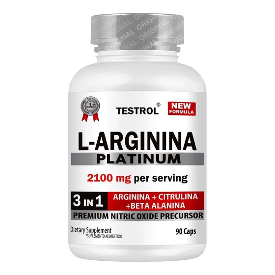 L-arginina Platinum 2100mg 3 En 1 Testrol 90 Cápsulas Sin Sabor