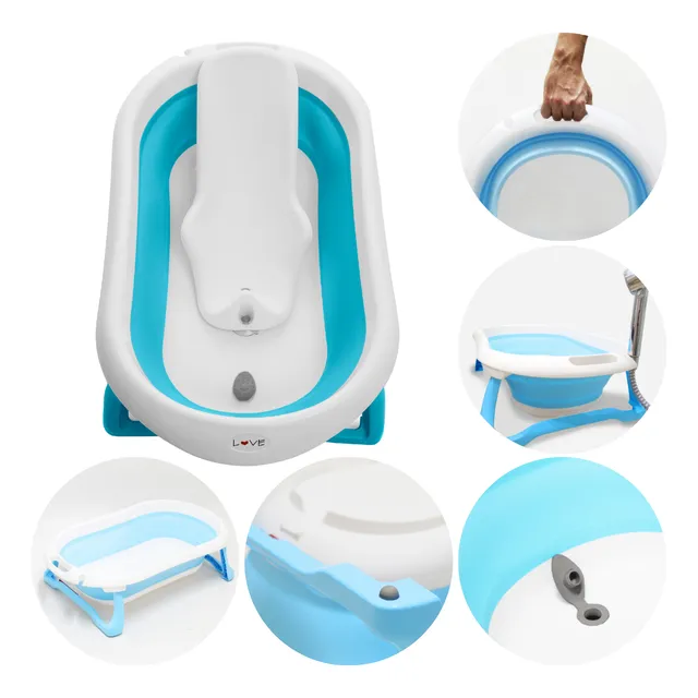 Bañera Plegable Bebe Recien Nacido + Soporte + Termometro