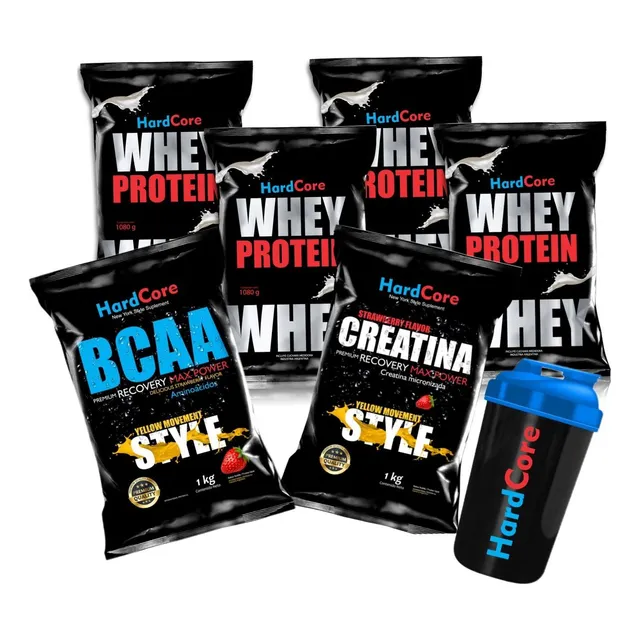 4 Kg Proteína Whey + 1 Kg Creatina + 1 Kg Bcaa + 1 Mezclador