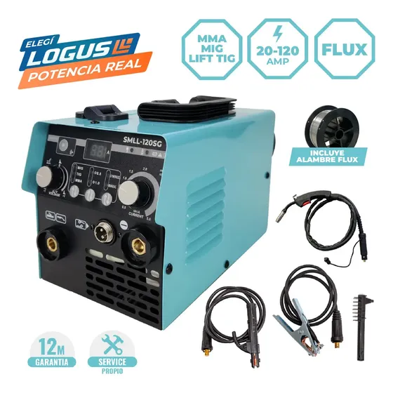 Soldadora Logus Lite SMLL-120SG 20-120amp MMA/ MIG/ LIFT TIG