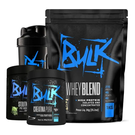 Kit Whey Protein Isolado + Creatina + Pré Treino + Shaker