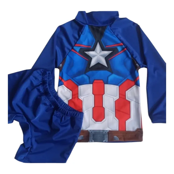 Vestido Traje De Baño Niño Capitán América Natacion
