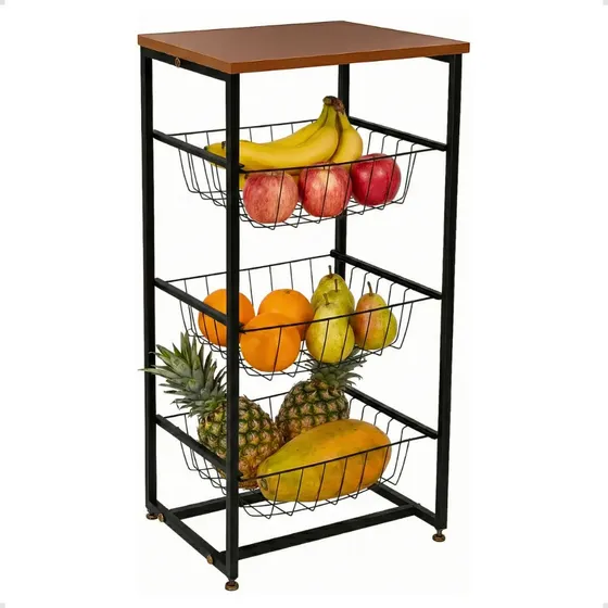 Fruteira de Chão em Aço p/ Cozinha