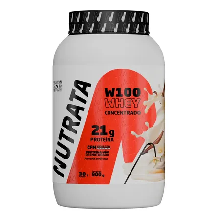 W100 Whey Concentrado Pote 900g Baunilha Nutrata