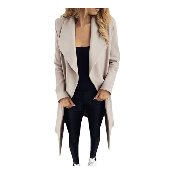 Gabardina Manga Larga Para Mujer Abrigo Guisante Solapa
