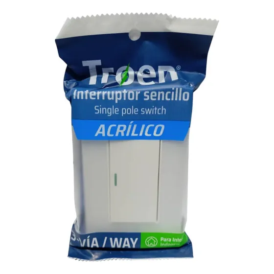Interruptor Troen Tr-atw-1k-3w  Sencillo Blanco 10a 110v