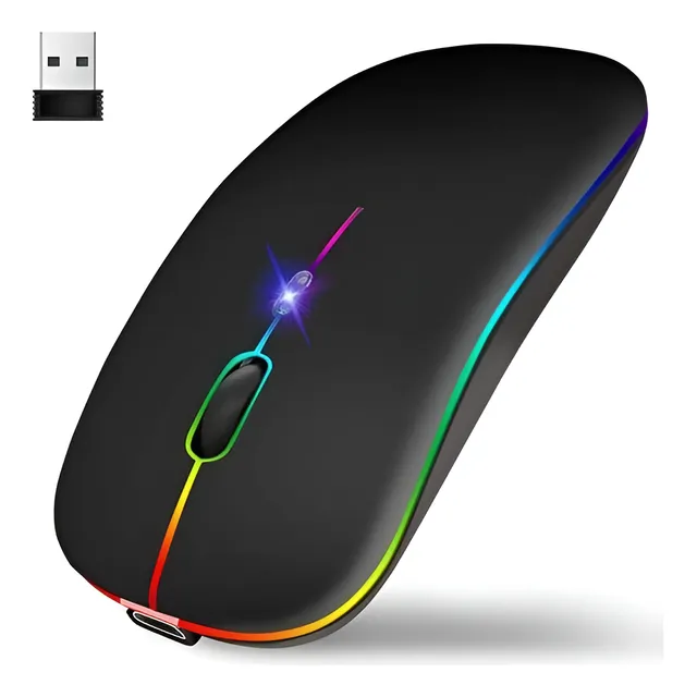 Mouse Inalambrico Recargable Silencioso Rgb Color