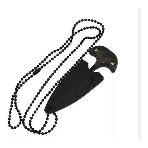 Mini Faca Push T Dagger Fulltang Com Corrente Dog Tag