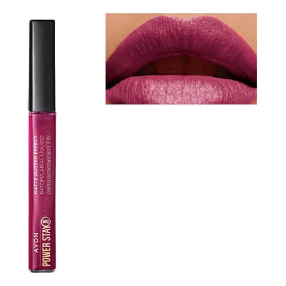 Batom Líquido Cereja Brilhante Avon Power Stay 7ml Avon Cor Malva Luminoso