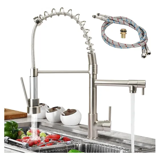 Grifo Mezcladora Fregadero Cocina Llave Monomando Plateado