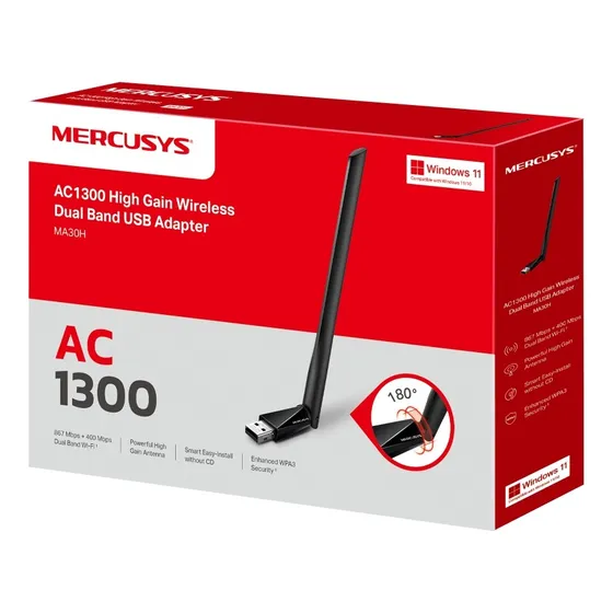 Adaptador Usb Inalámbrico Mercusys Ma30h Doble Banda Ac1300