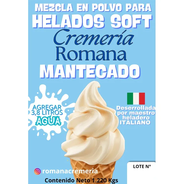 Mezcla Helados Soft Desarrollada En Italia, Uso Reposteria.