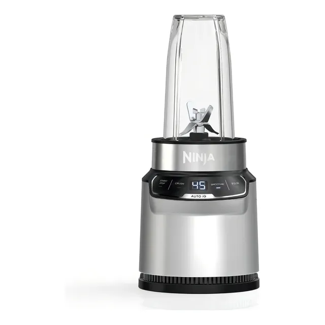 Licuadora Extractor Ninja Nutrí Blender Pro Auto-iq Con 2 Vasos De 24Oz 710ml Cuchillas Extractoras Display Táctil 1100W Color Plateado Bn401