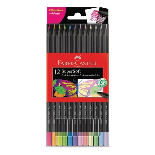 Lapices Faber Castell Supersoft X12 Tonos Neon Pastel Microc