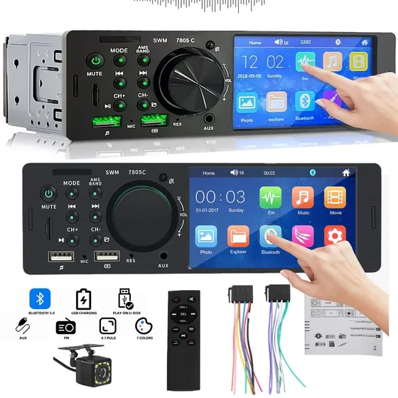 Reprodutore Estéreos De Carro Com 4.1 '' Ecrã Tátil E Fm/aux