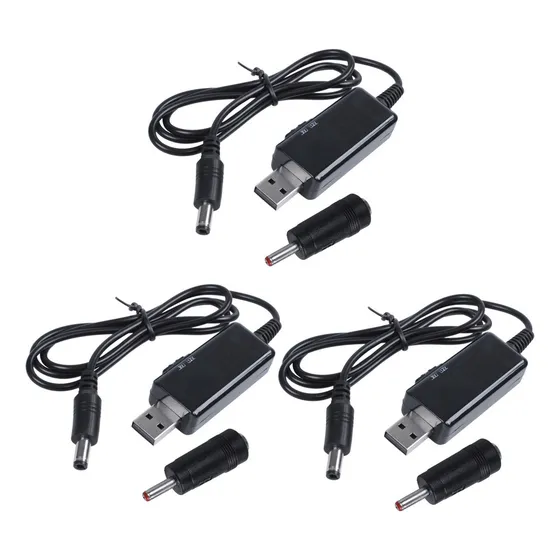/ 3 Cabos Usb Boost 5v, Step Up Para 9v, 12v, Volt