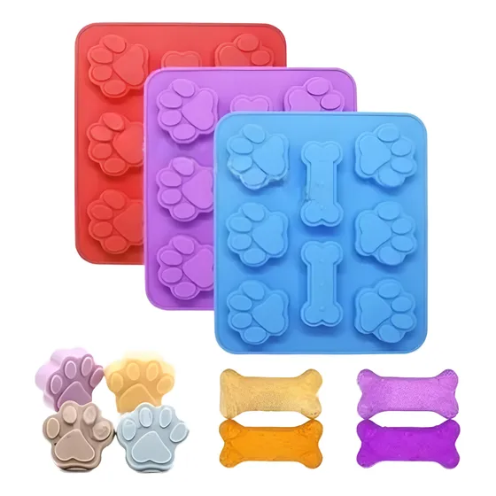 Molde Silicona Huellas De Perrito Hueso Jabón / Repostería