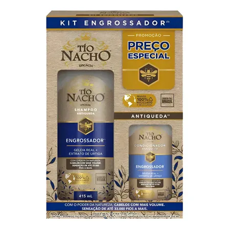 Shampoo 415ml + Condicionador 200ml Tio Nacho Kit Engrossador 615ml