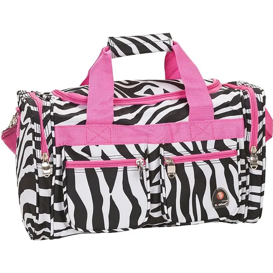 Bolso Deportivo Rockland, Diseño Cebra Rosa, Tamaño 48 Cm
