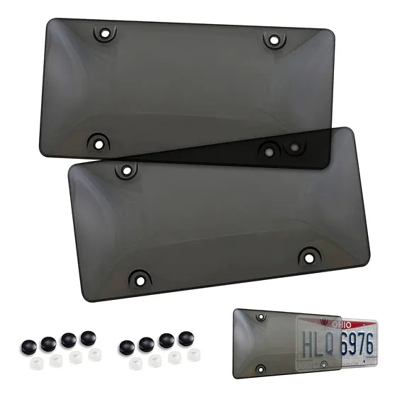 Par Cubre Placa Automotriz Micas Transparentes Humo Ahumado