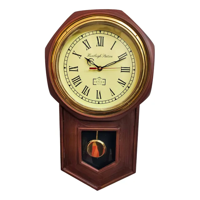 Reloj Pared Pendulo Laton Antiguo 20  Movimiento Silencioso