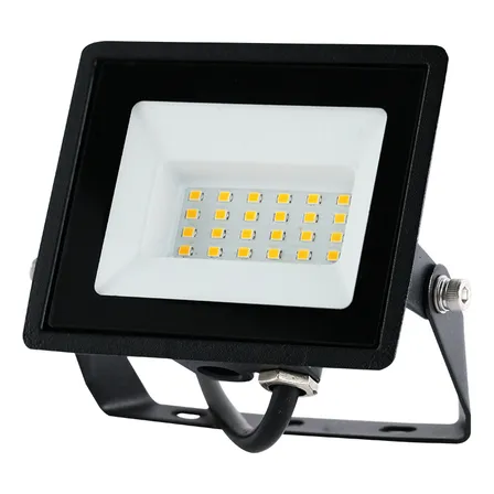 Foco Proyector De Area Led Slim 20w Exterior Sec Carcasa Negro Luz Blanco Cálido