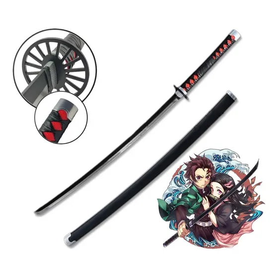 Espada Decorativa Katana Japonesa Preta Verm Samurai 104cm