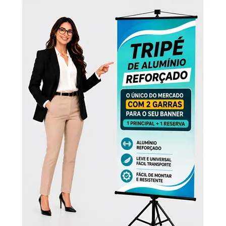 Tripé Banner 2.10m Regulável Aluminio Porta Banner Pedestal
