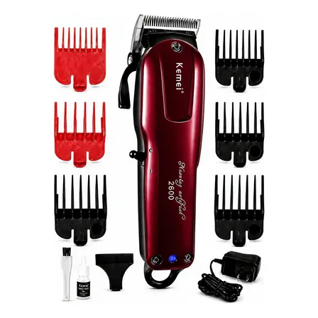 Máquina Cortar Cabelo Profissional Sem Fio Recarregável 2600 Bordô Bivolt