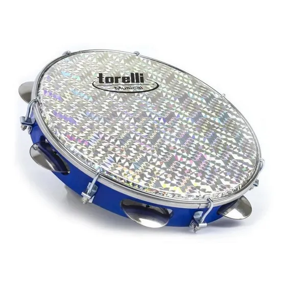 Torelli Musical pandeiro profissional 10 samba Tp 308 chave afinação cor azul