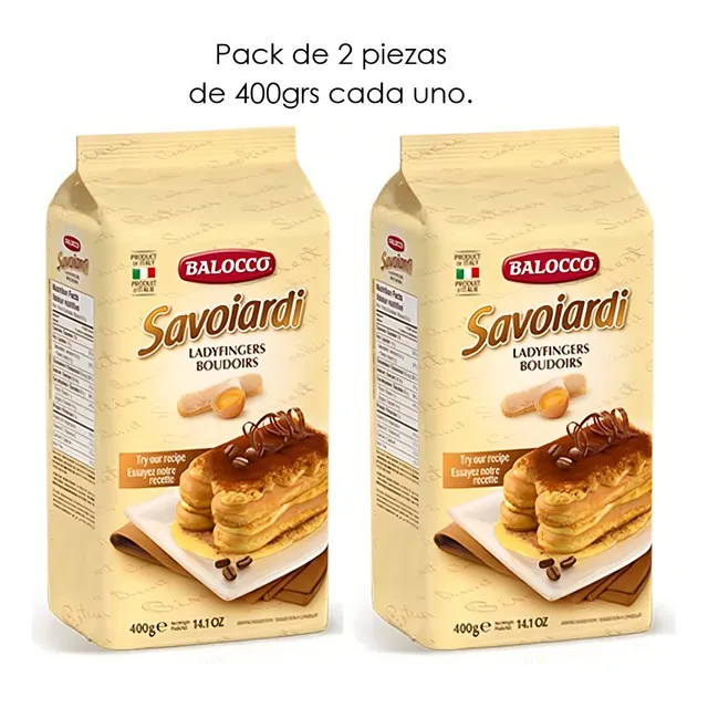 Caja 2 pack Savoiardi Balocco 400g galleta tiramisu postres