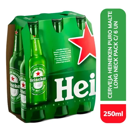 Cerveja Heineken Puro Malteloira Long Neck 250ml 6 U