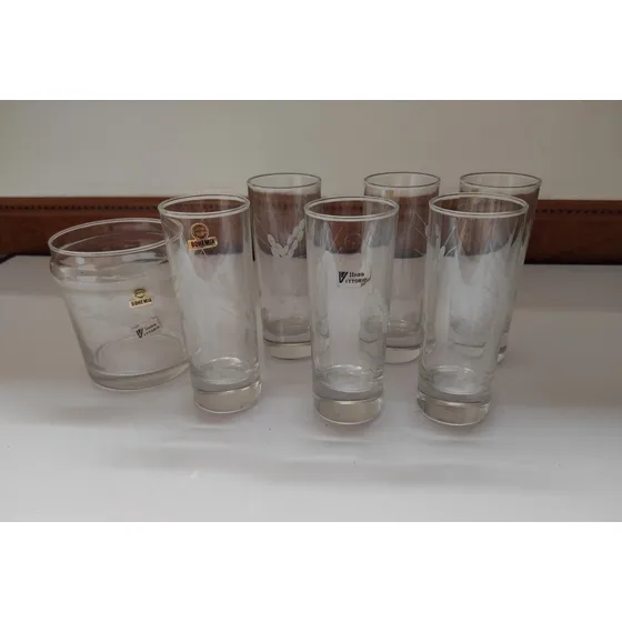 Juego De Vasos De Cristal Bohemia Con Hielera 
