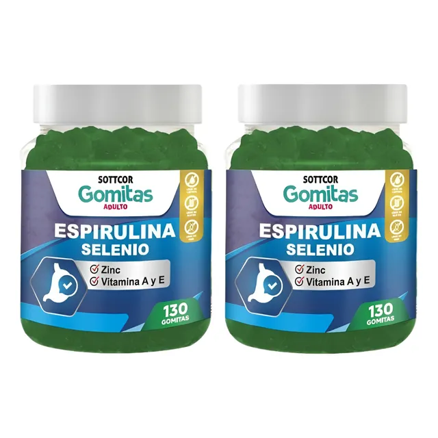 Pack 2 Detox Espirulina Para Adultos Gomitas Sottcor 100gr