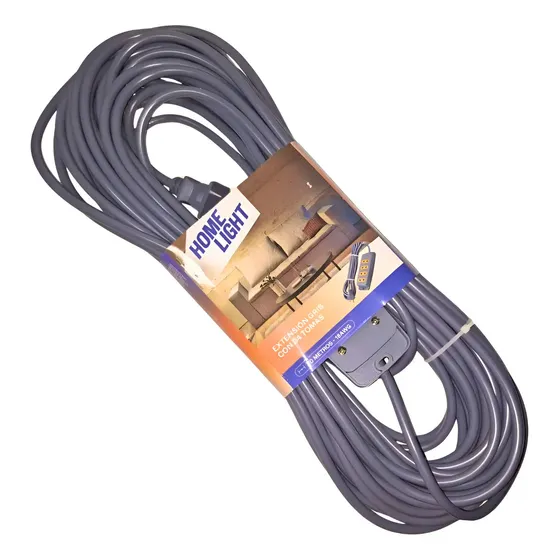 Extension Electrica Vulcanizado 20 Metros 4 Tomas Home Light Gris Claro | Cuotas sin interés