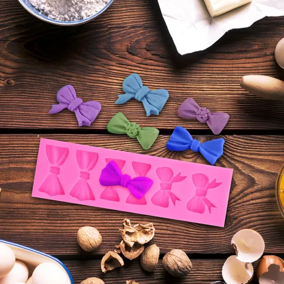 Molde De Silicón Lazos Fondant Masa Flexible Resina